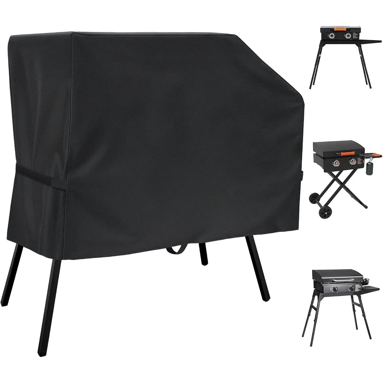 Grill Cover for Blackstone 22 inch Griddle with Hood and Stand,Waterproof Griddle Cover for 17 and 22 inch, Windproof Griddle Accessories for Blackstone 22" 17" Grill with Straps,Black