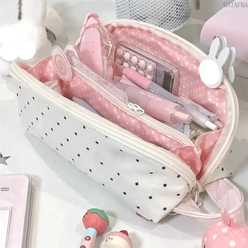 Large-capacity pencil case with double layers and multiple pockets is suitable for back-to-school shopping and school supplies.