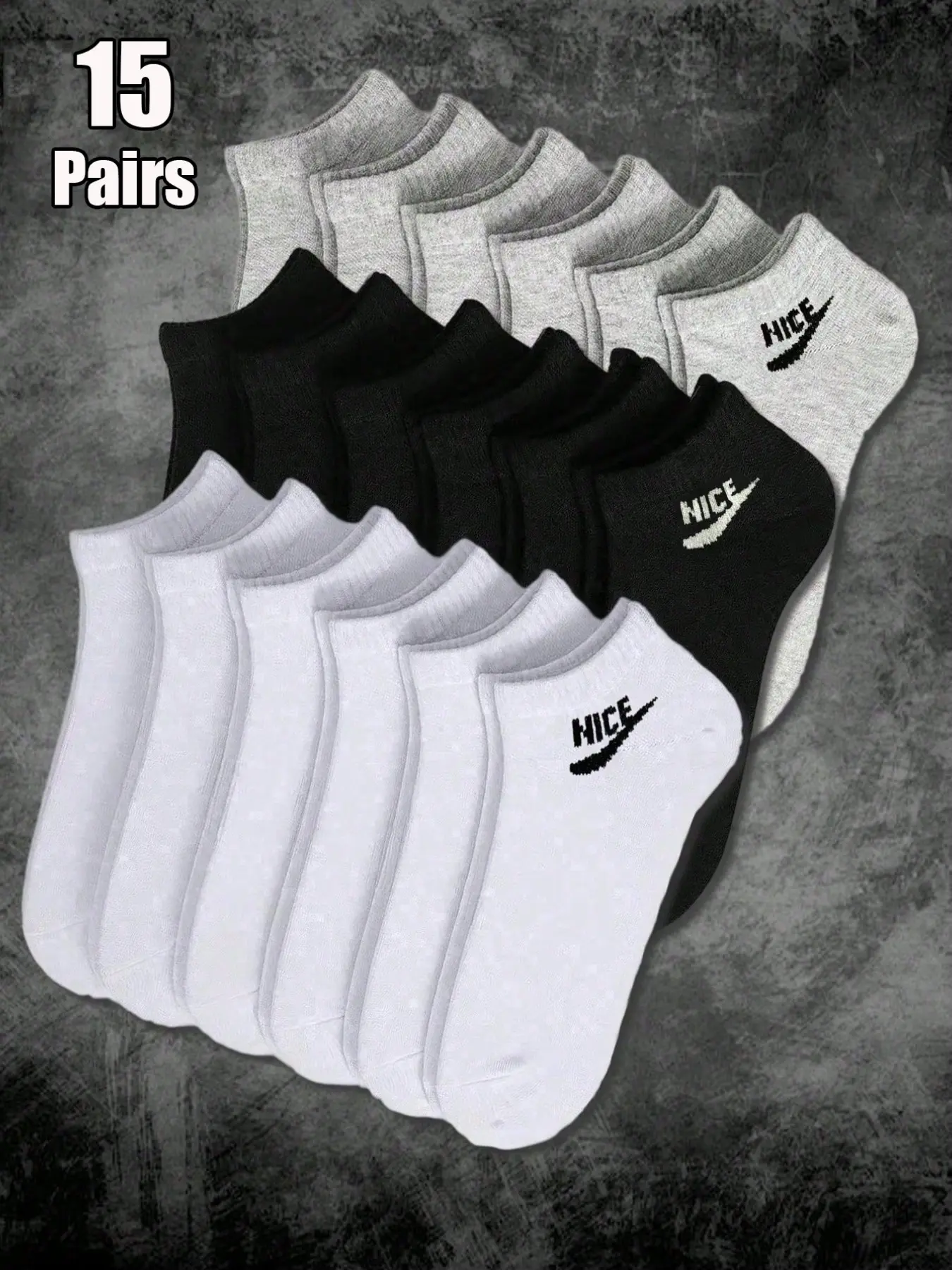 15 Pairs Breathable Athletic Crew Socks, Unisex Plain Letter Design, Ideal for All Seasons, Daily and Outdoor Wear, Comfortable and Versatile