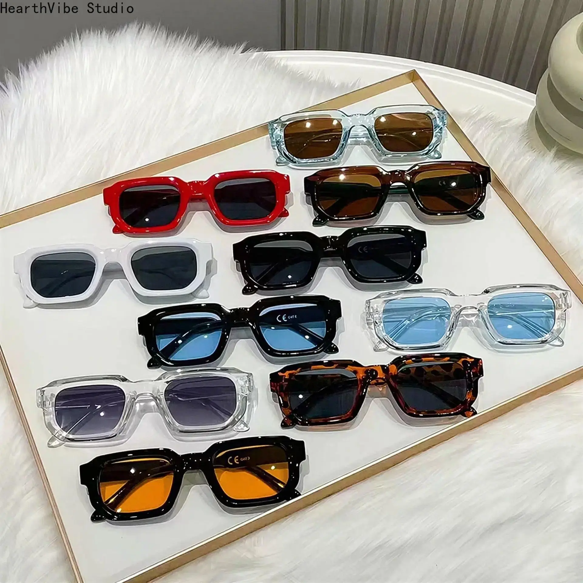 TR90 Frame Unisex Sunglasses - UV400 Anti-Glare Lenses, Chunky Small Rectangle Frame, Retro Look Eyewear, 10 Color Options, Daily/Party Shades, Sports & Outdoor Accessories