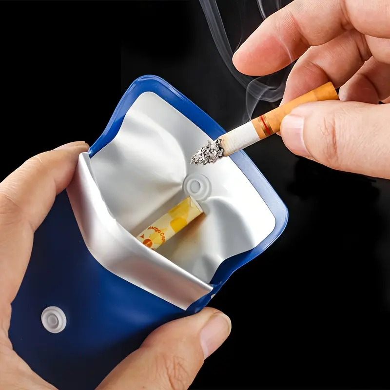 Portable Car Ashtray, Random Color, Outdoor Travel Ashtray, Cigarette Butt Storage Bag, Compact Smoke Holder, Ideal for Hiking & Camping