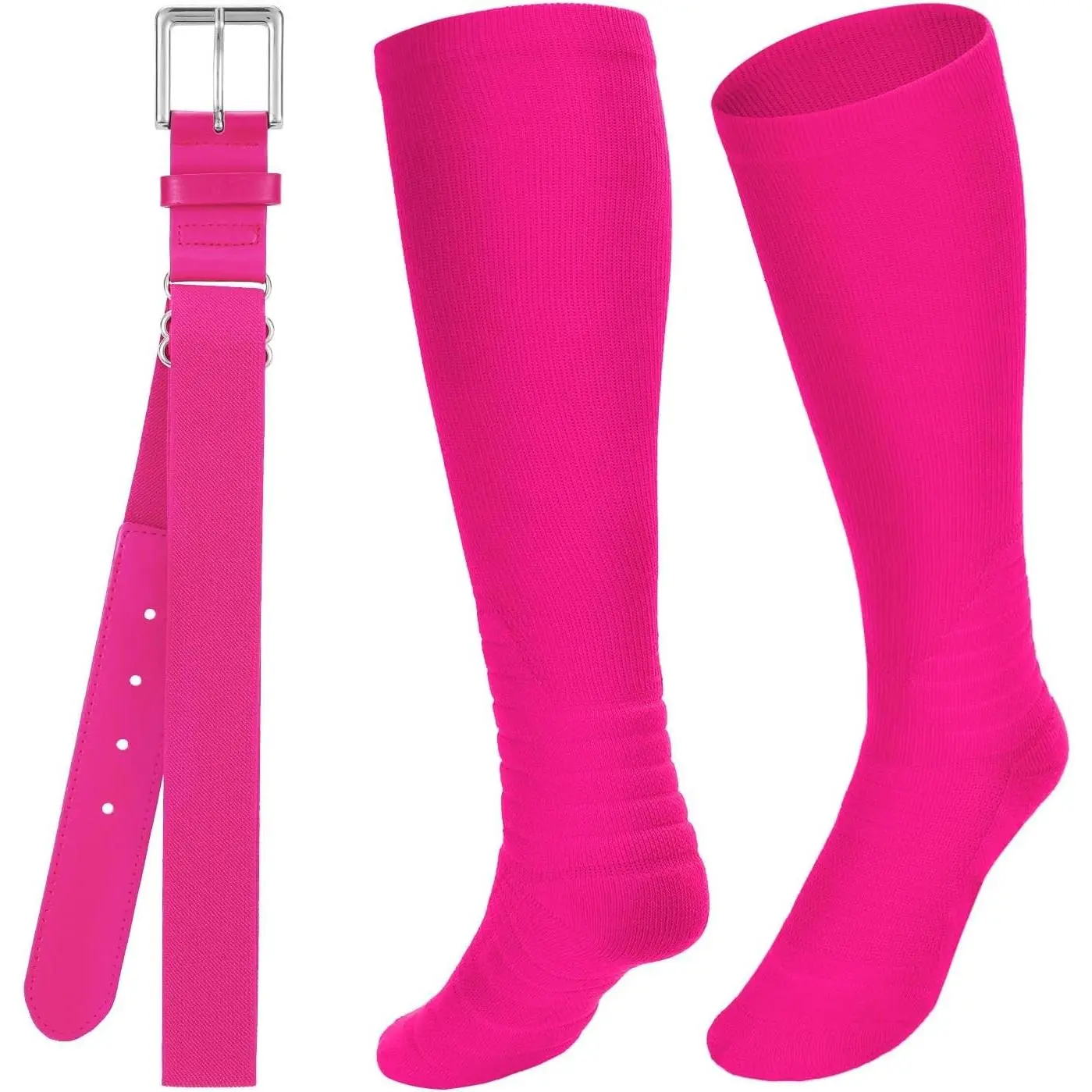 Baseball Belt and Socks Combo Adjustable Softball Belt and Socks Elastic Waist Belt for Youth and Adult