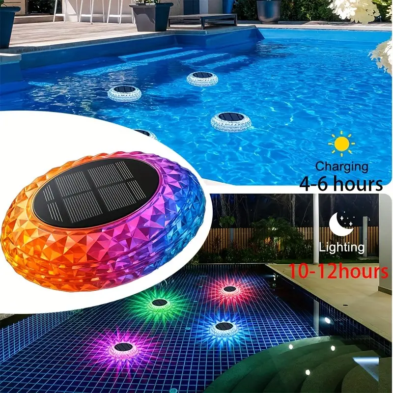 Solar Powered IP67 Waterproof Outdoor Landscape Light, Multifunctional Ground Decorative Light And Pool Floating Light, RGB Color Changing Atmosphere Light, Suitable For Garden Lawns, Courtyard Roads, Balconies, Pool Parties And Holiday Decorations