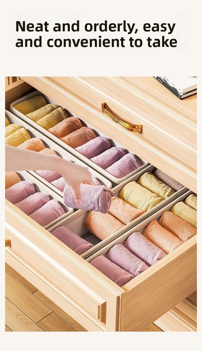 Cotton and linen washable socks underwear storage portable organizer, dormitory home wardrobe artifact multi-functional foldable storage box