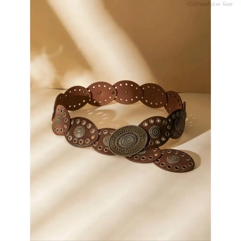 Punk Vintage Oval Belt for Women, Adjustable Plus Size, Perfect for Jeans & Dresses, Everyday Casual & VacationCC41PeakPulse Gear