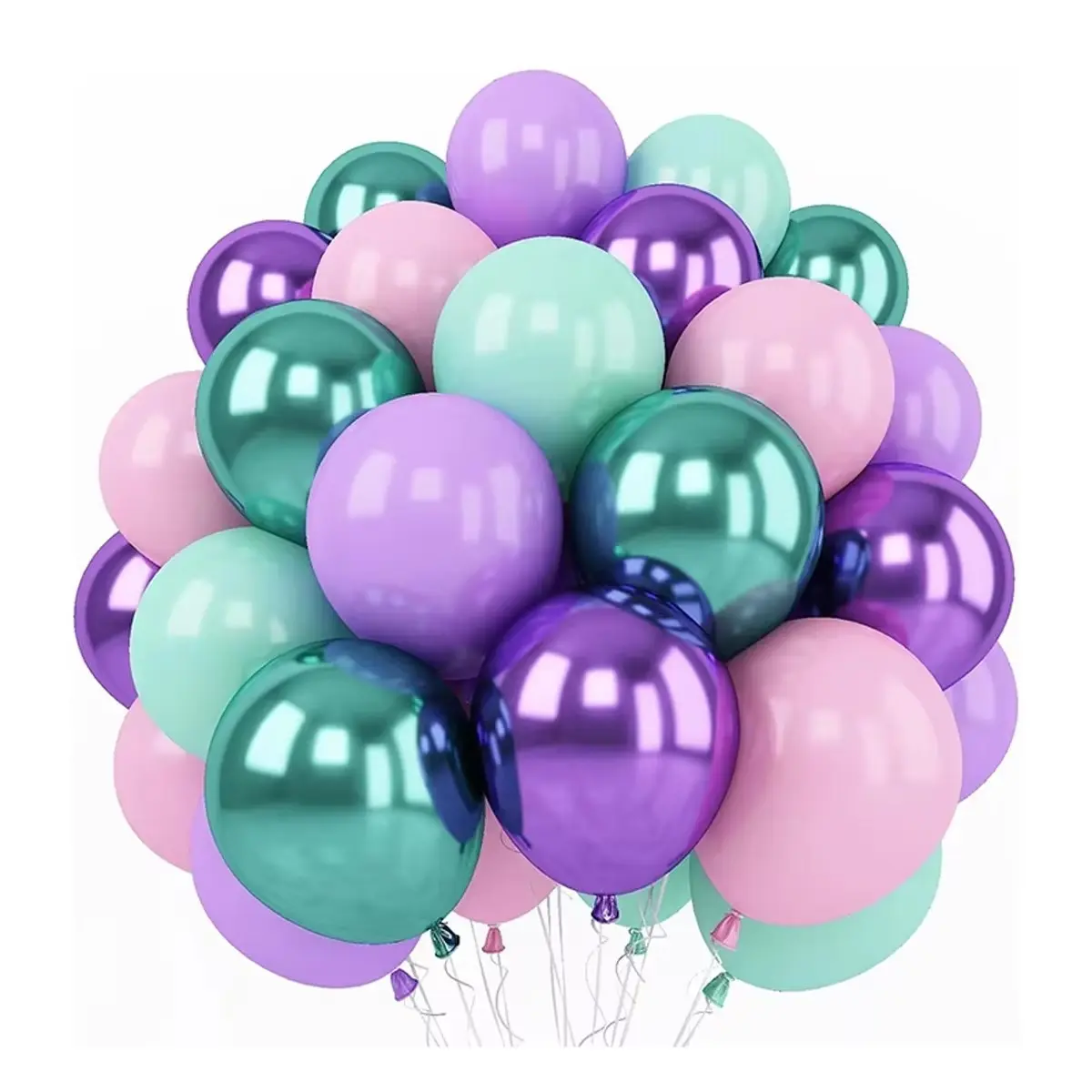 62PCS Purple Green Latex Balloon Wreath Arch Kit Mermaid Theme, Wedding, Birthday Party Balloons Decorations