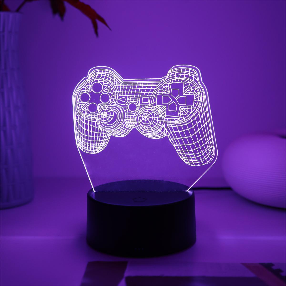 LED Game Controller Night Light As Men's Gift Ideas, 3D Illusion Lamp, Gamepad Night Light, Led Mood Light, Multicolor Touch Sensor Lamp for Bedroom Desk Lamp for Home Decor