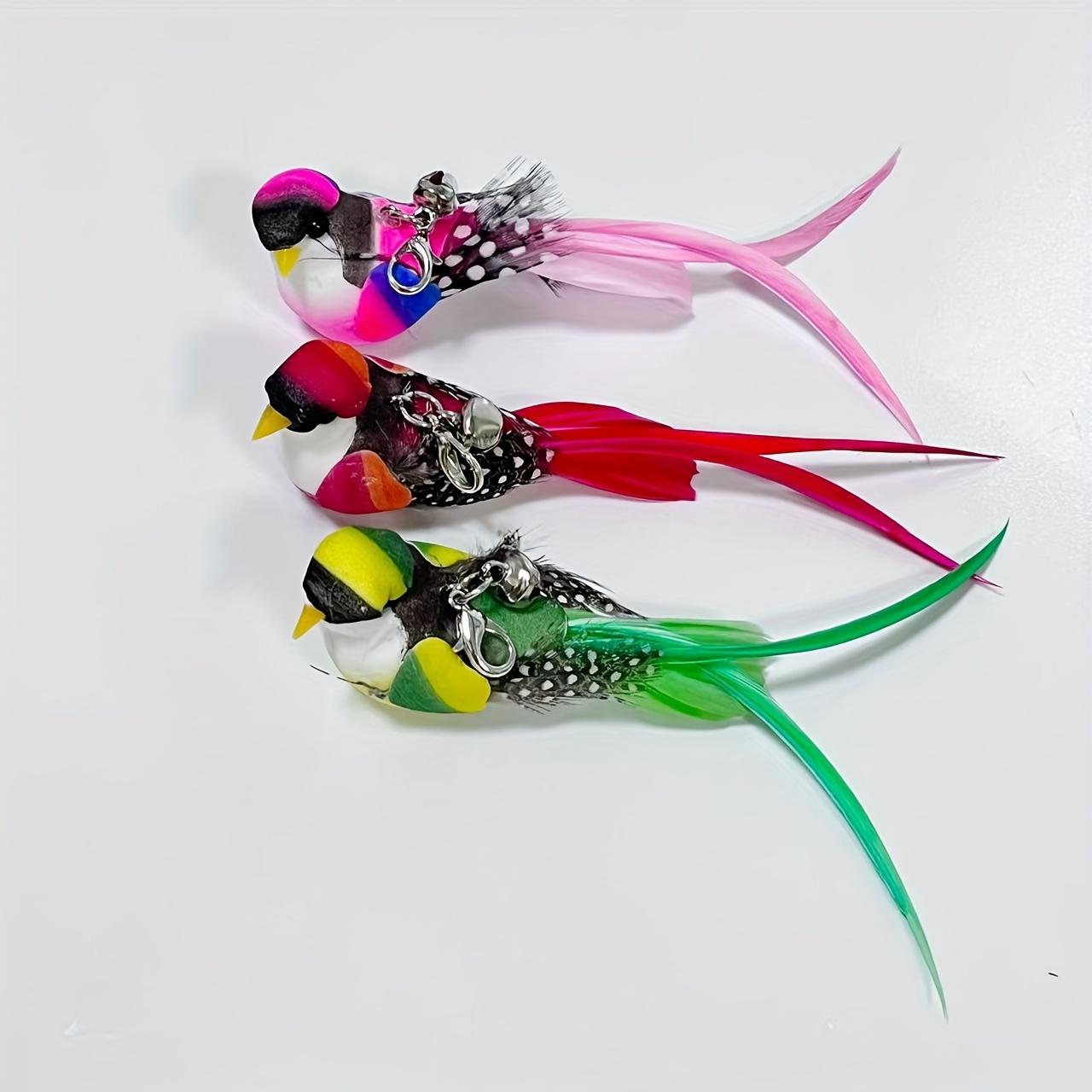 2pcs/3pcs Bird Toy for Cats, Artificial Feathers Cat Toys, Bird Cat Wand Replacement Heads, Cat Wand Toys, No Batteries Needed, Durable Replacement Heds for Wands, Bird Cat Toy for Indoor Kitten Exercise