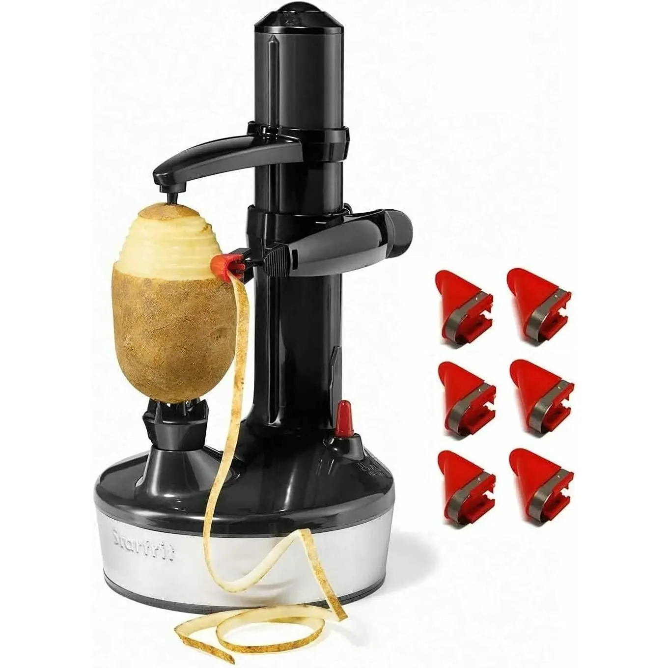 Rotato Express 2.0 Electric Fruit & Vegetable Peeler for Home Kitchen - Black Updated Model with 6 Multiple Blade Replacement Heads