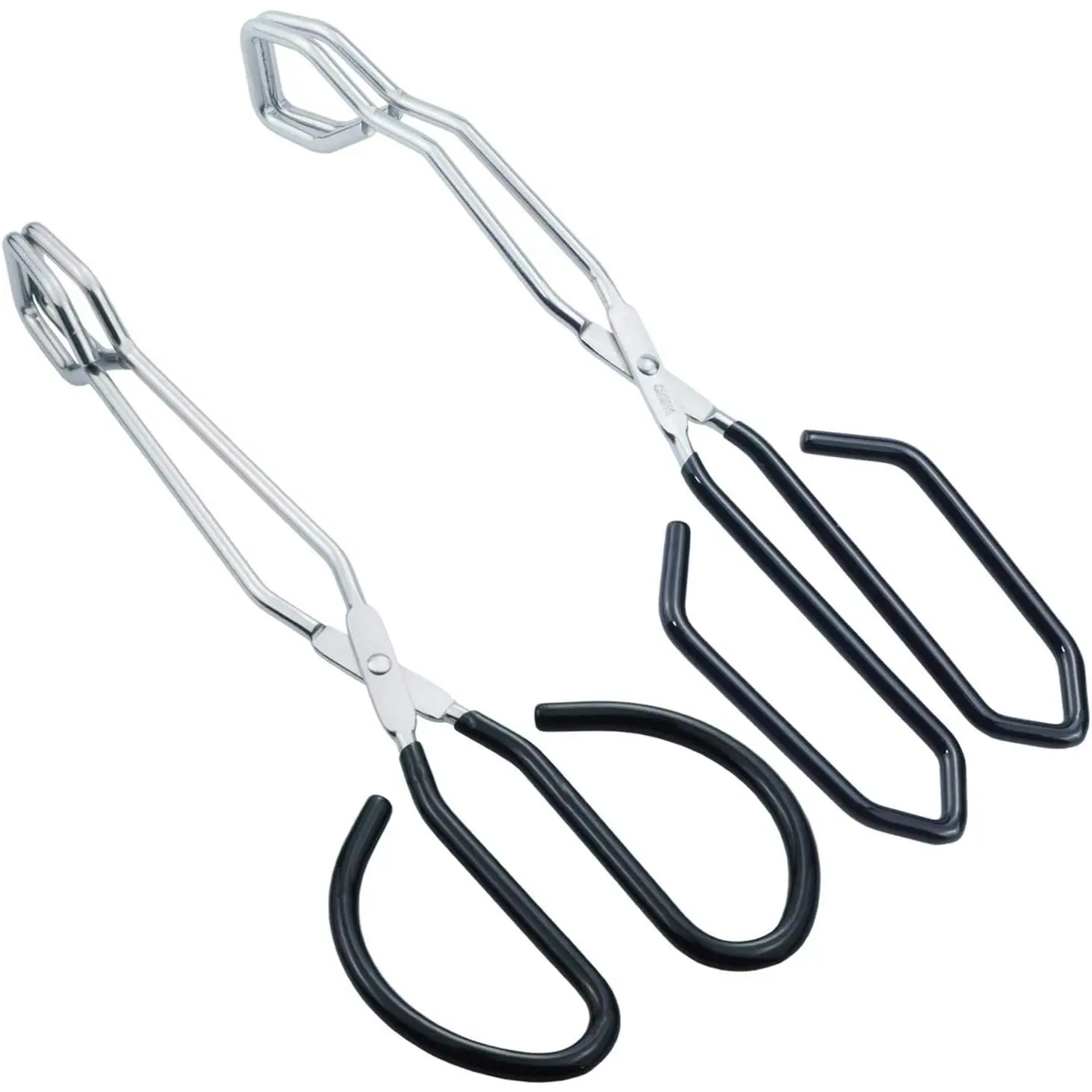 Scissor Style Tongs 10-Inch and 11-Inch Set, Set of 2 | Stainless Steel Wire Tongs