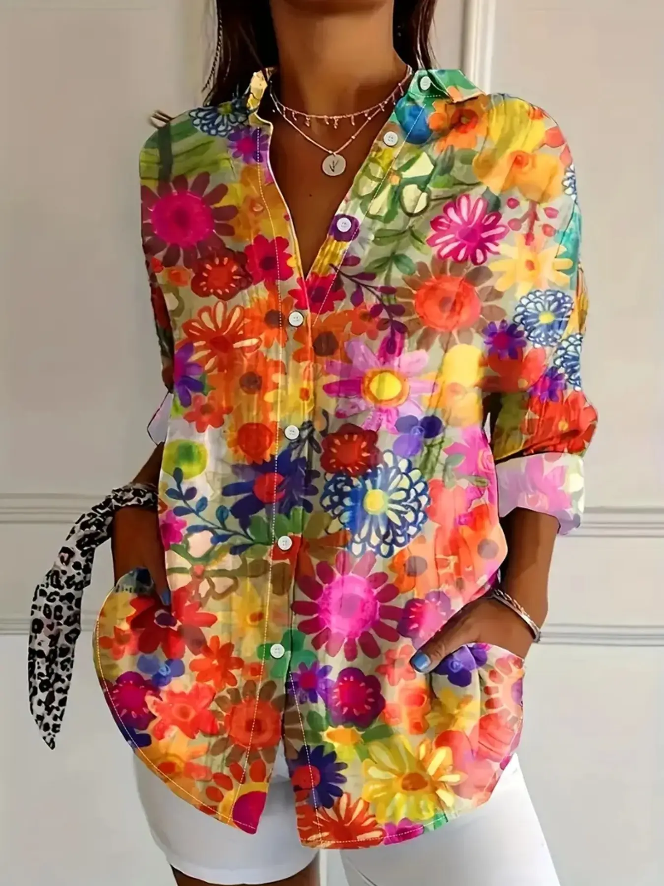 2026 New Women's Multicolor Sunflower Daisy All over Print Blouse, Sleeveless Loose-Fit Casual Shirt for Summer Beach Outing
