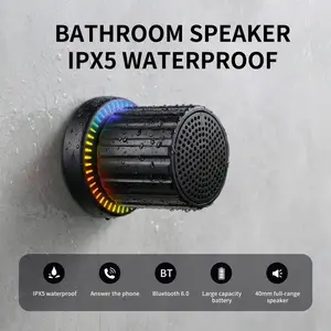 Magnetic Bluetooth-compatible Speaker, Ipx5 Waterproof, Rotatable Knob, RGB Lights, Strong Suction Cup, Adjustable Volume, TWS Stereo Pairing, Portable