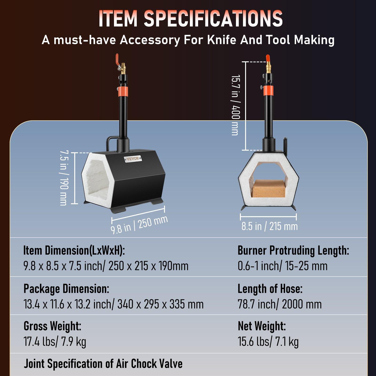 VEVOR Propane Forge Portable, Single Burner Tool and Knife Making, Large Capacity Blacksmith Farrier Forges, Mini Furnace Blacksmithing, Gas Forging Tools and Equipment, Complete Kit VEVOR Propane Forge Portable, Single Burner Tool and Knife Making, Large Capacity Blacksmith Farrier Forges, Mini Furnace Blacksmithing, Gas Forging Tools and Equipment, Complete Kit