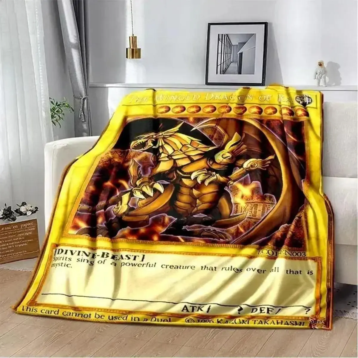 Yu-Gi-Oh! Blue-Eyes White Dragon Flannel Blanket, Anime Duel Monsters Throw, Ultra Soft Cozy Plush Blanket, Bedroom Sofa Gift for Fans