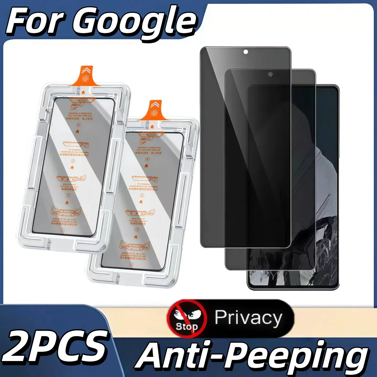2-Pack Anti-Spy Screen Protector, Ultra-Strong Protective Glass Film, Easy Installation, Privacy Protection, Compatible with Google Pixel Series