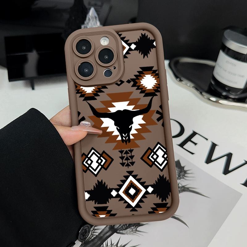 Retro Western Cowboy Pattern TPU Phone Case for iPhone 15 16 14 Pro Max 13 12 11 XR XS Plus E Shockproof Full Camera Protection Durable Slim Silicone Cover Smartphone Casing