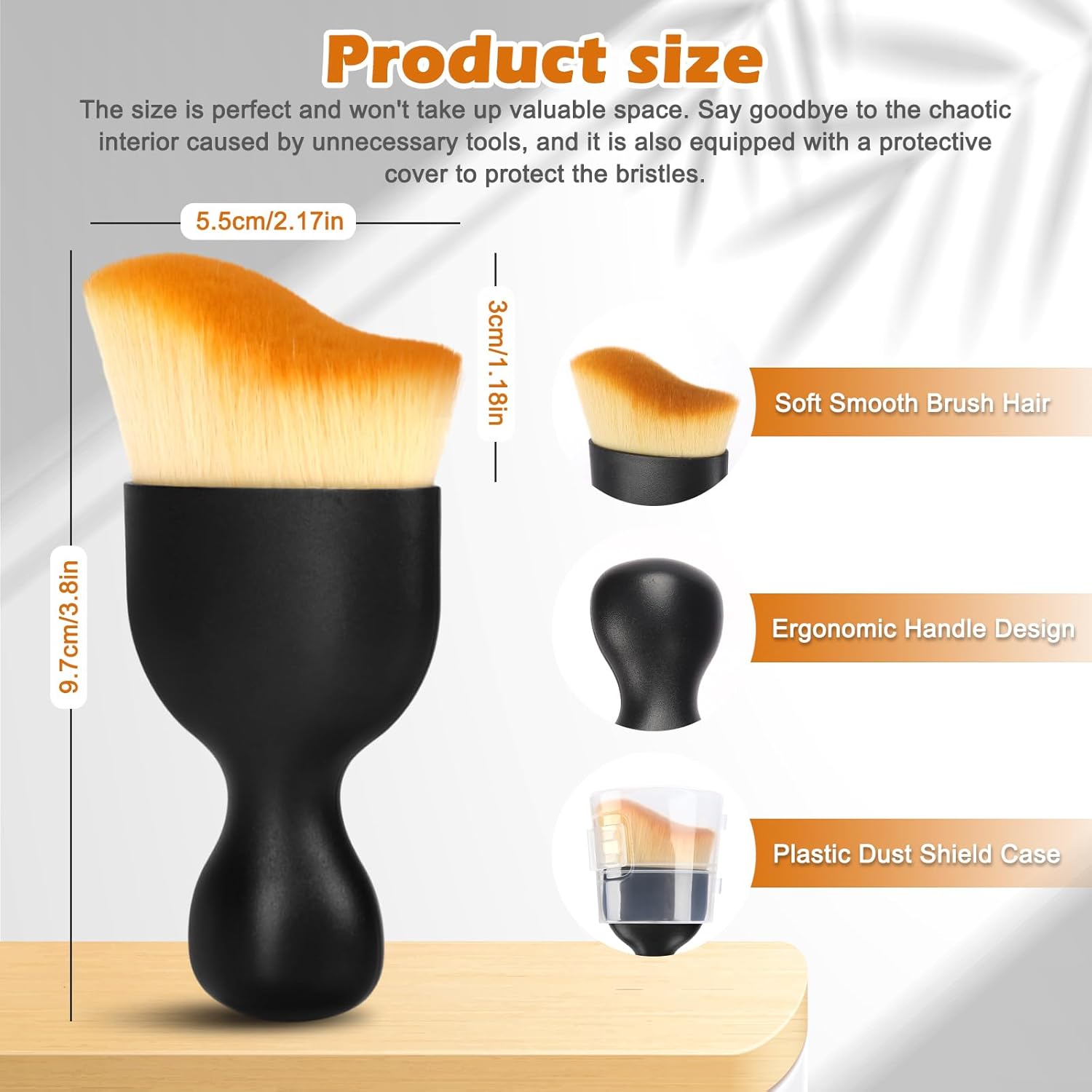 Interior Detailing Brush, 2 count  Interior Cleaning Soft Brush, Curved Design  Cleaning Brush Dust Collectors,  Interior Cleaning Tool Brush with Cover