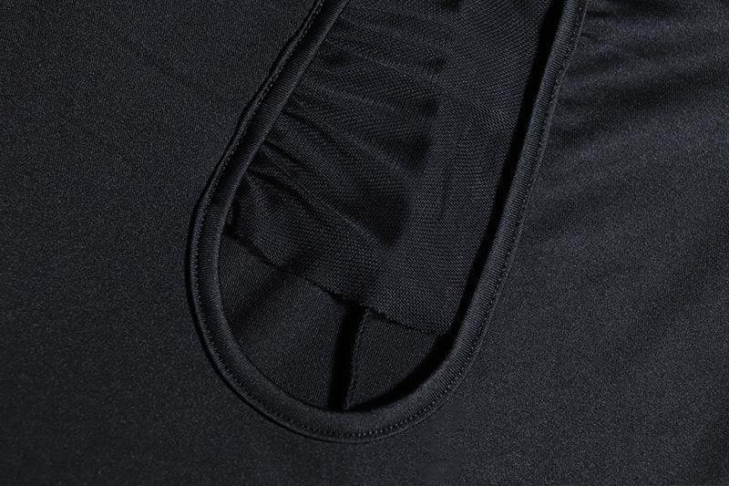 Sexy hollow dress with mesh splicing, mid-length slit bodycon skirt, solid color pullover dress, evening gown