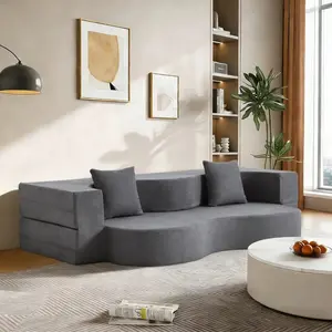 Folding Convertible Sofa Bed, High Density Foam Floor Couch, Modern Foldable Sofa for Bedroom, Living Room and Guest Room