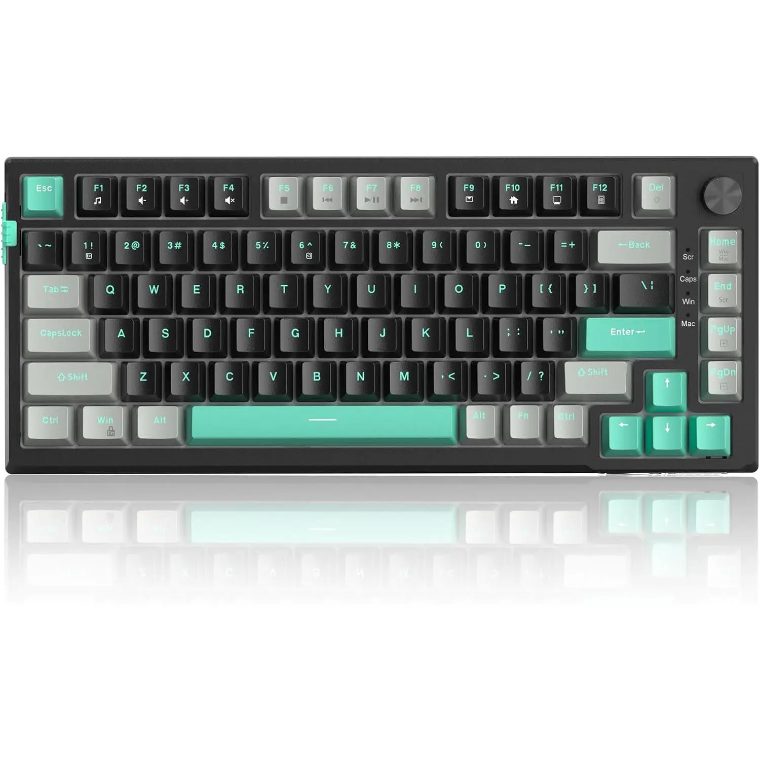 SKY81 75% Mechanical Gaming Keyboard, Gasket Hot Swappable Wired Custom Creamy Keyboard with 5-Layer Sound Dampening, Knob Control, RGB Backlit, NKRO for Win/ (Dark , Blue Whale )