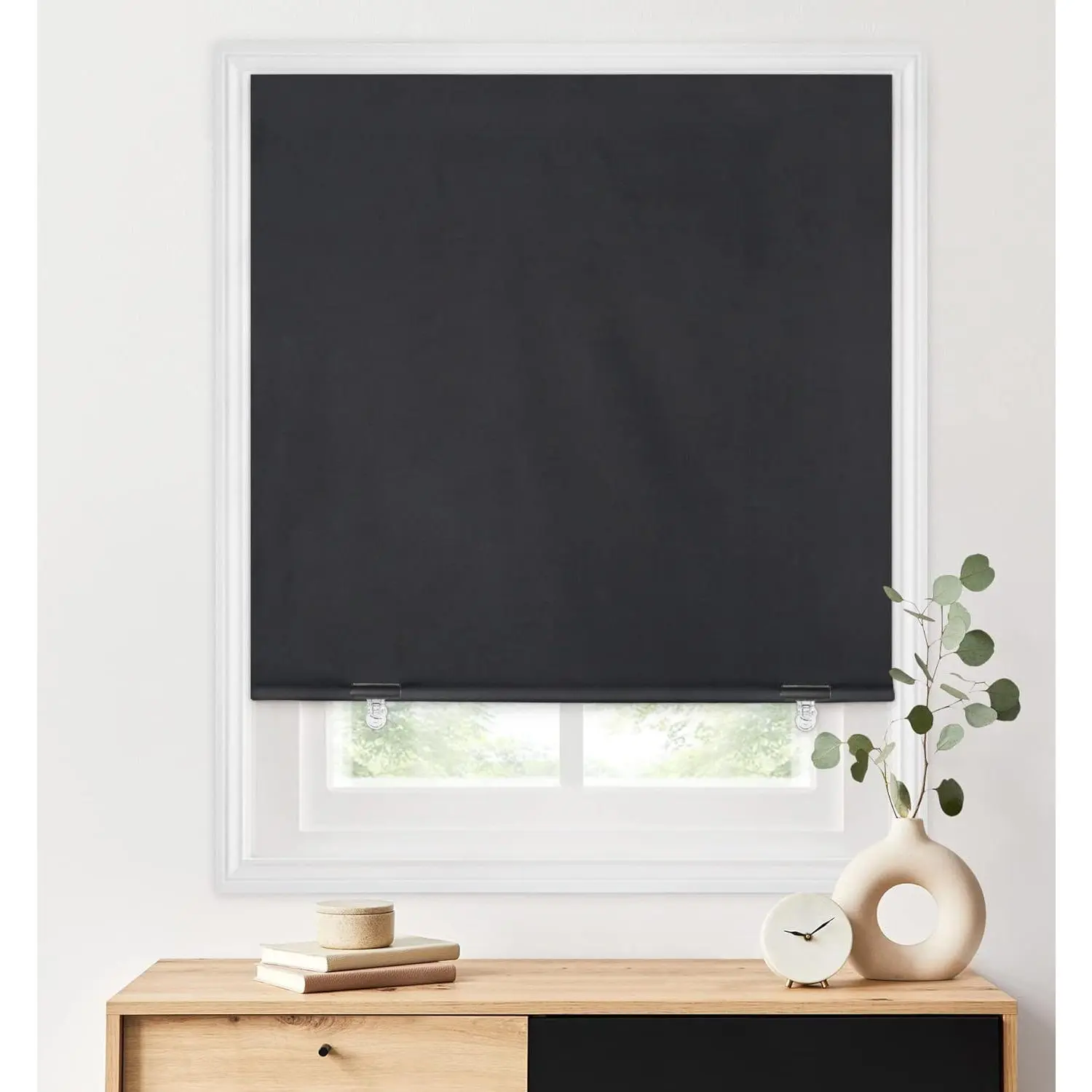 100% Blackout Roller Shades, 36"x72", Black| No No Blinds for Windows, Thermal UV Protection Privacy Window Shades