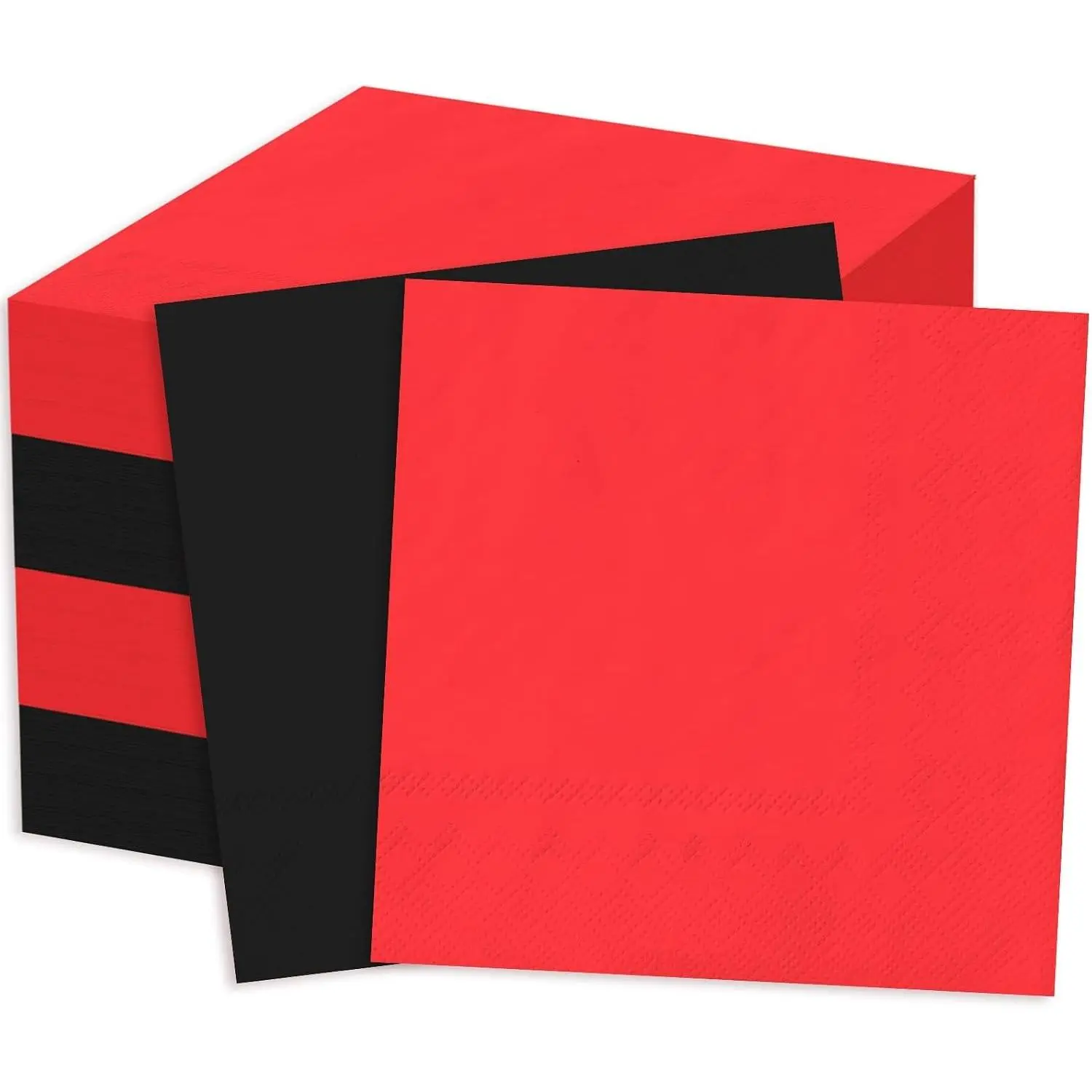 Whaline 50Pcs Red and Black Cocktail Napkin Paper Napkins Valentine's Day Disposable Dinner Napkins for Wedding Birthday Baby Shower Party Supplies