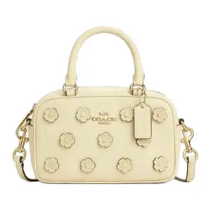 Coach Satchel 18 Floral Embossed Leather Crossbody Handbag for Women, Small Size, Moonlight Color