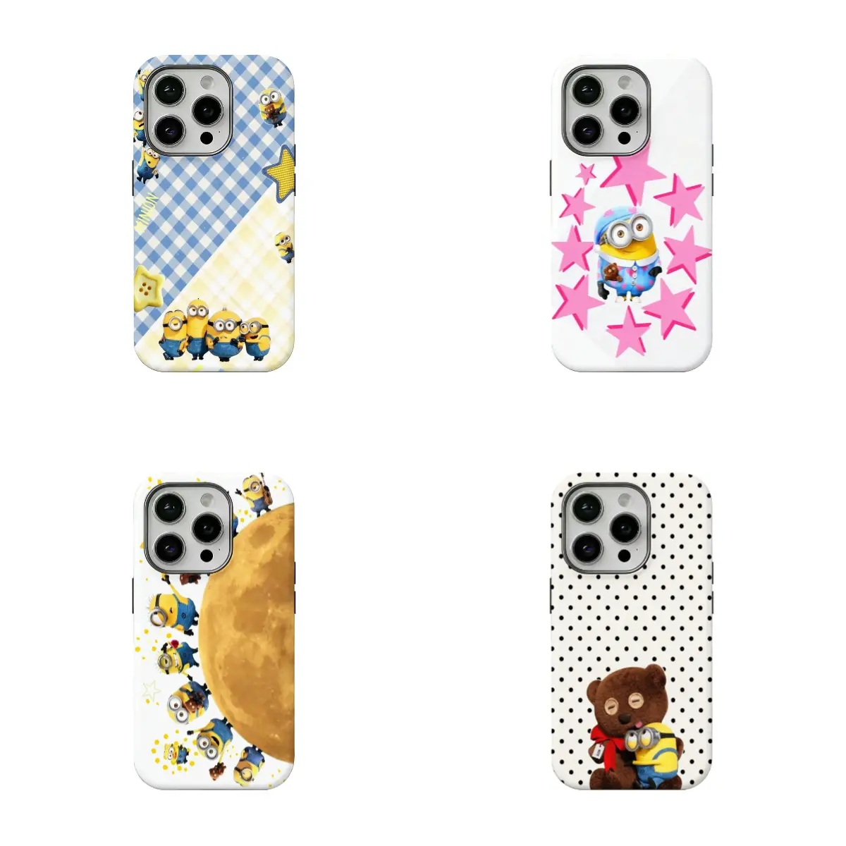 Cute Minion-themed 2-in-1 film-style phone case—compatible with iPhone 12 through 17 series and Samsung S22 through S26. Features a smooth, premium feel and drop-resistant protection; an excellent gift for close friends and perfect for the holiday season.