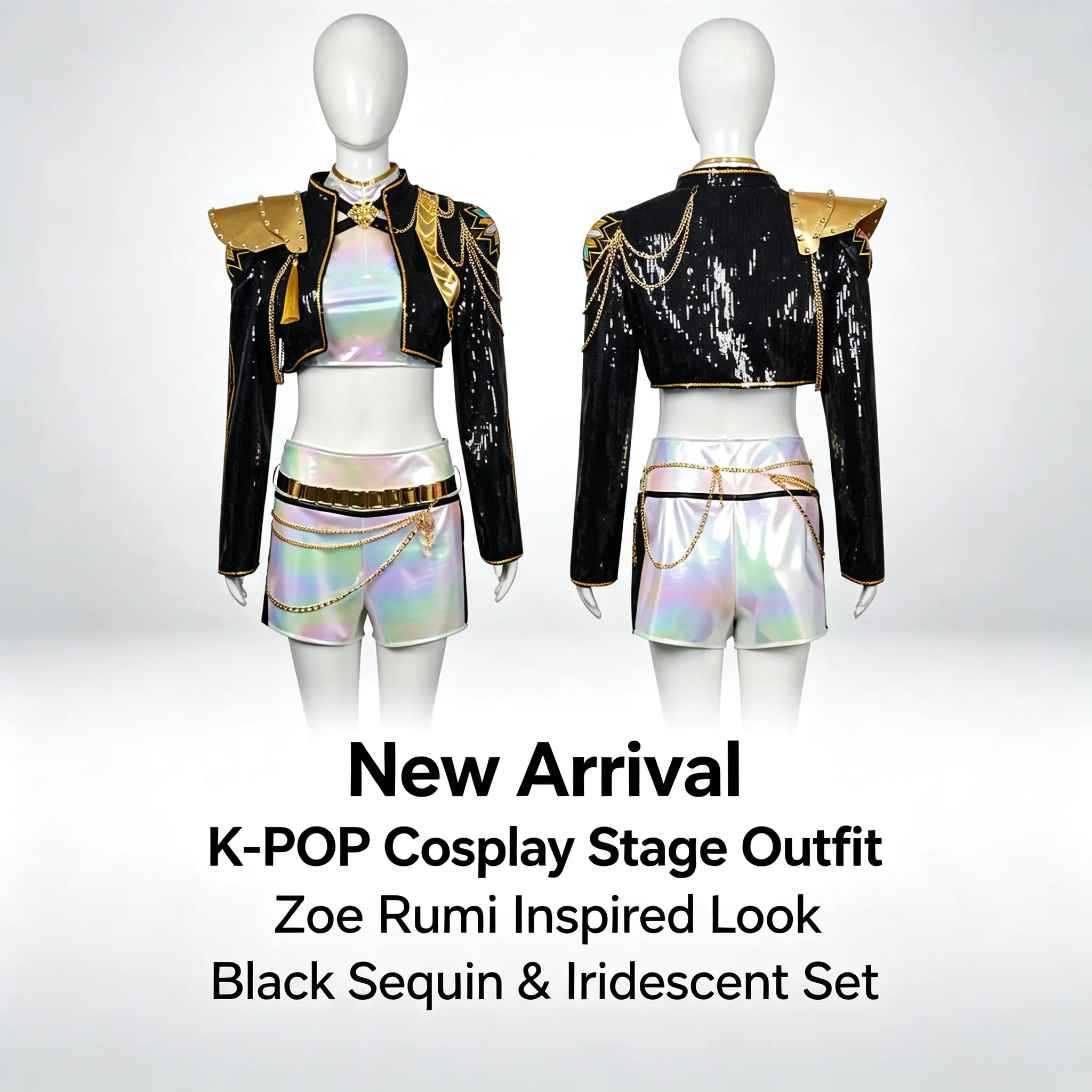 K-POP Hunt Witch Cosplay Set | Zoe Rumi Black Sequin Stage Outfit