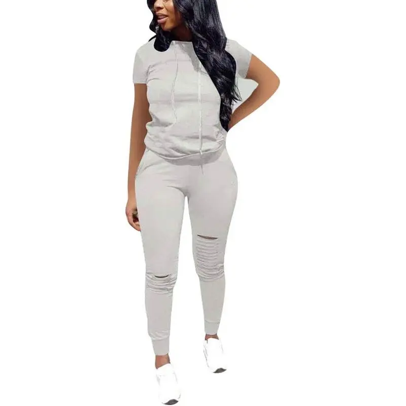 2 Piece Women's  Short Sleeve Sweatsuit Set, Casual Top & Jogger Pants Matching Tracksuit, Comfy Lounge Set for Travel & Everyday Wear