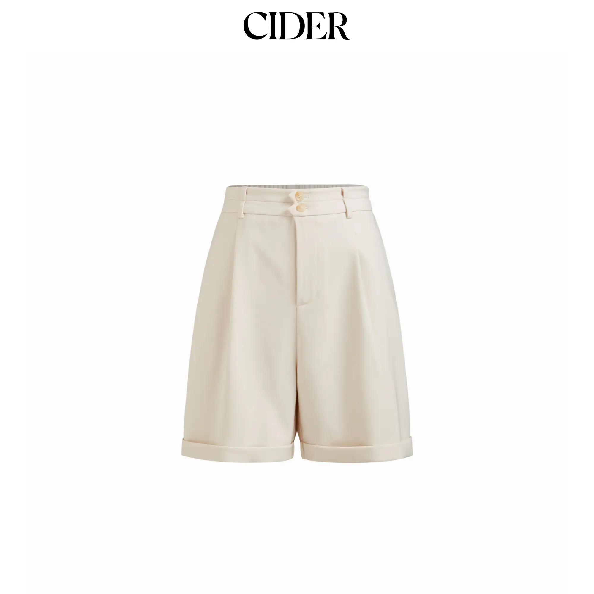Cider High Rise Pleated Elastic Waist Bermuda Shorts