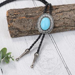 Besteel 4Pcs Bolo Tie for Men Western Cowboy Natural Tiger Eye Leather Necktie Halloween Costume Accessories for Men Women Belt Buckle Necklace Gothic Vintage Dragonfly Adjustable Star Necklace