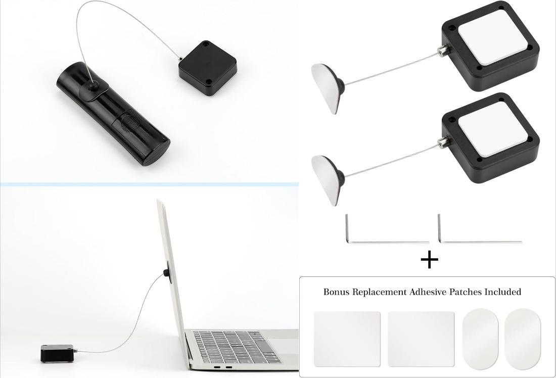 P-PSP01    6.5 ft Retractable Remote Control Cable Tether Lock with Adjustable Locking Leash Length Clasp,Remote Control Security Lanyard Lock for TV Remote Control,Gaming Controller,Tablets Showroom -2 Pcs