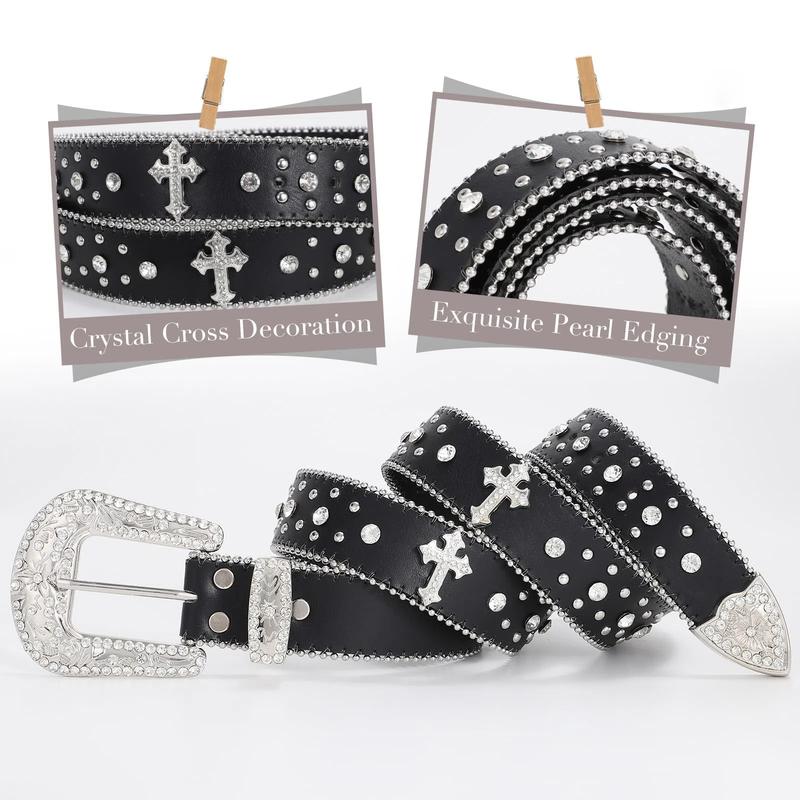 XZQTIVE Rhinestone Belt for Women & Men - A Fusion of Fashion & Western Charm, Cowgirl Cowboy Bling Style, Cross-Design Leather Belt with Diamond Studs, Perfect for Jeans & Dresses XZQTIVE Rhinestone Belt for Women & Men - A Fusion of Fashion & Western Charm, Cowgirl Cowboy Bling Style, Cross-Design Leather Belt with Diamond Studs, Perfect for Jeans & Dresses
