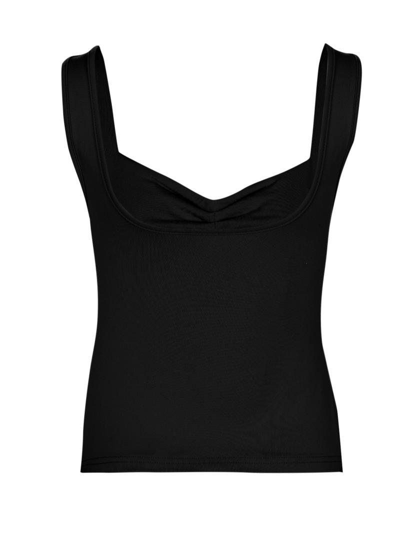 Women's Solid Ruched Split Hem Sweetheart Neck Tank Top, Chic Minimalist Casual Fitted Comfy Sleeveless Top for Daily Wear, Ladies Sleepwear for All Seasons, Womenswear