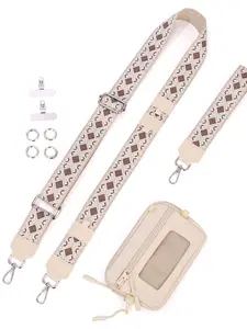 1Pcs Detachable RFID Crossbody Phone Lanyard Wallet Set Boho Ethnic Adjustable Wide Strap Reversible ID Card Holder Purse with 2 Ultra-Thin Phone Patch Tabs Anti-Theft Signal Blocking Multi Pocket for Cards Cash Keys Travel Daily Commute Unisex Cell Phone