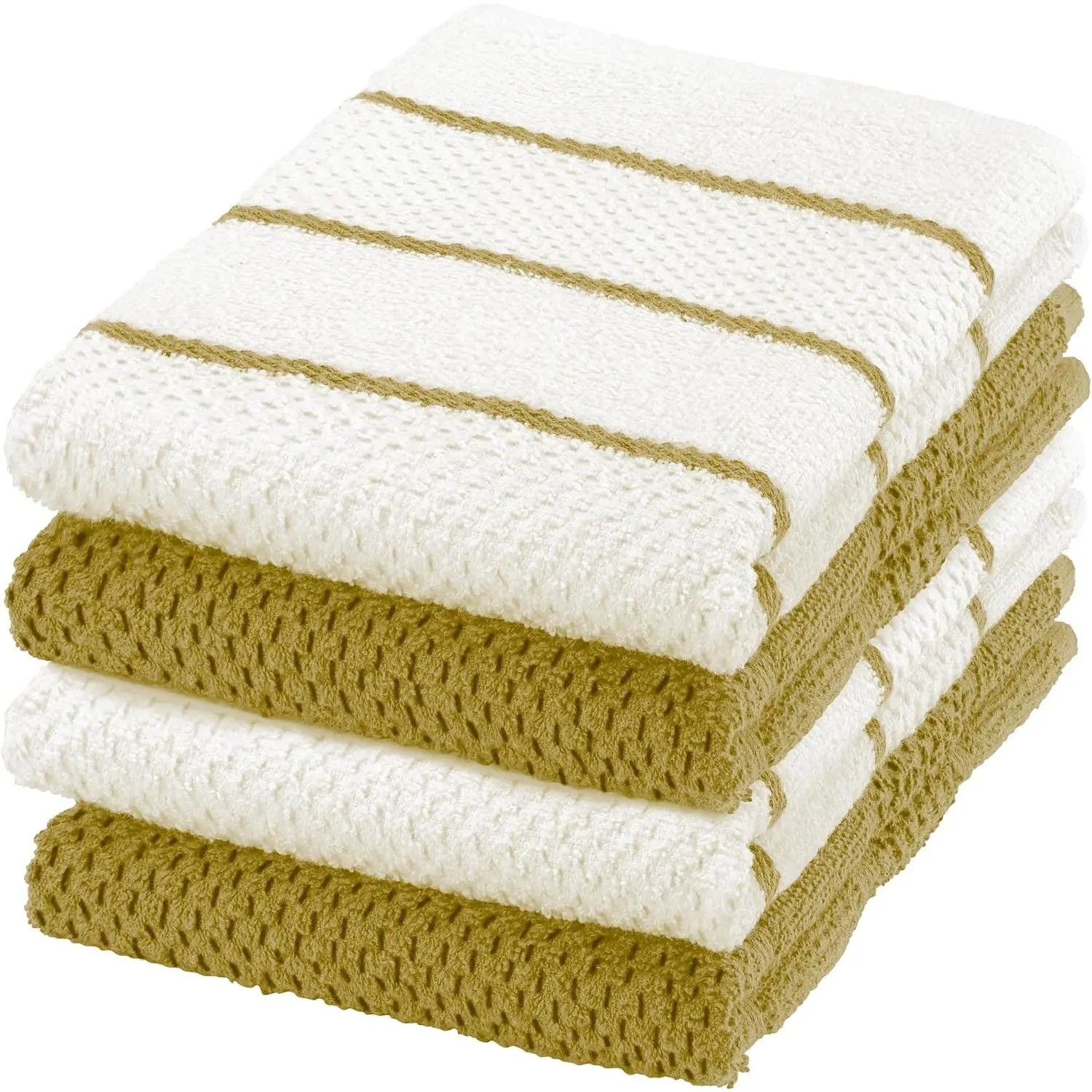4 Pack Large Kitchen Towels, 16x19 inch Absorbent Dishcloths,   Terry Cleaning Cloth, Capuccino Set (Pack of 4)