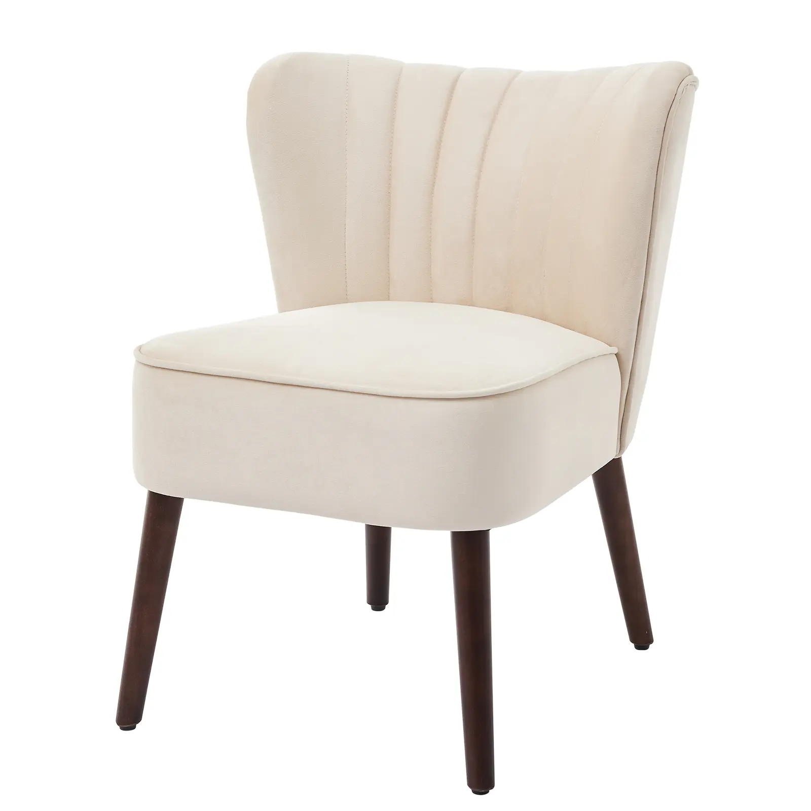 Modern Mid-Century Velour Accent Chair - Armless Wingback Lounge Chair with Adjustable Feet, Soft Cushion, Wood Legs, Stylish Guest Seating Dining Chair