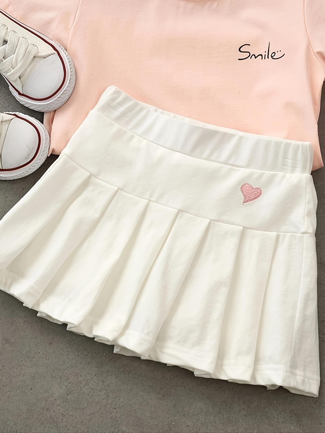 (New)[Girls' Skort Set] PEPPY GIRL STUFF - 2026 Spring/Summer Girls' Pleated Skort 2pcs Set, High-Stretch Comfortable Soft Skort with Built-in Anti-See-Through Safety Shorts, Student Weekend Outing Casual Sports Skirt (gift)