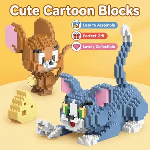 900pcs Mouse Cat Micro Bead Building Blocks, Cute Cartoon Style, Mini Particle Assembly Toy, Creative Desktop Decoration Gift