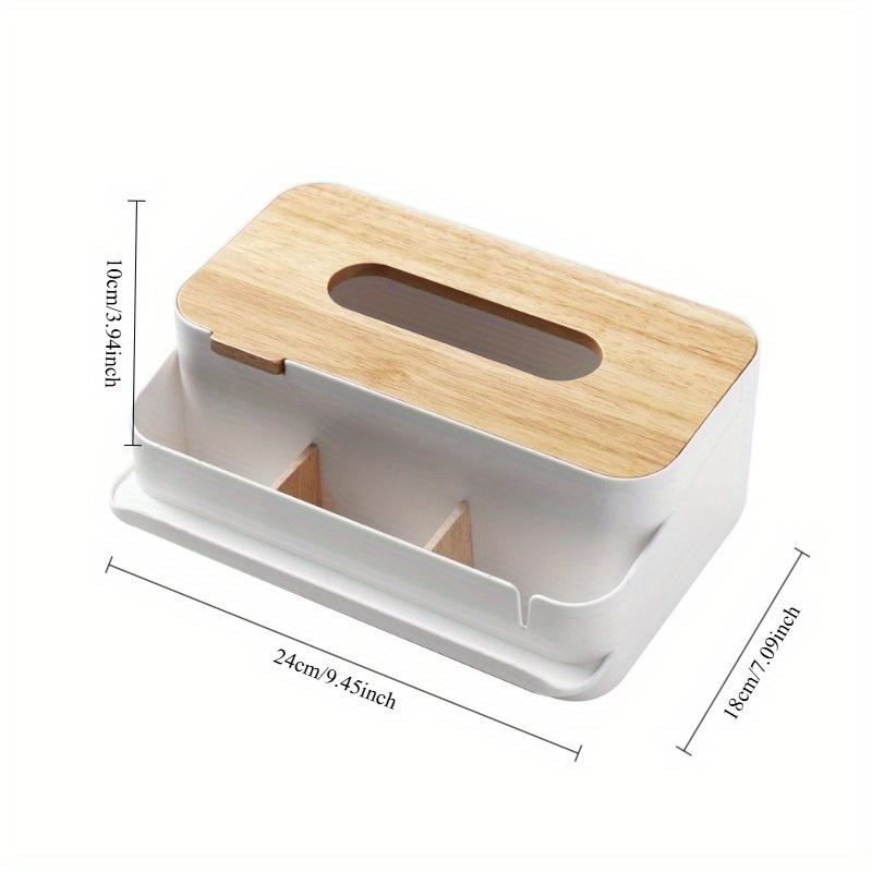 1pc Multifunctional Wooden Tissue Box with Lid - 3-Compartment Organizer for Tissue Paper, Napkins, and Small Items, Durable Plastic Construction, Ideal For Living Room And Bedroom Storage, Tissue Box For Bathroom, Bedroom Organization