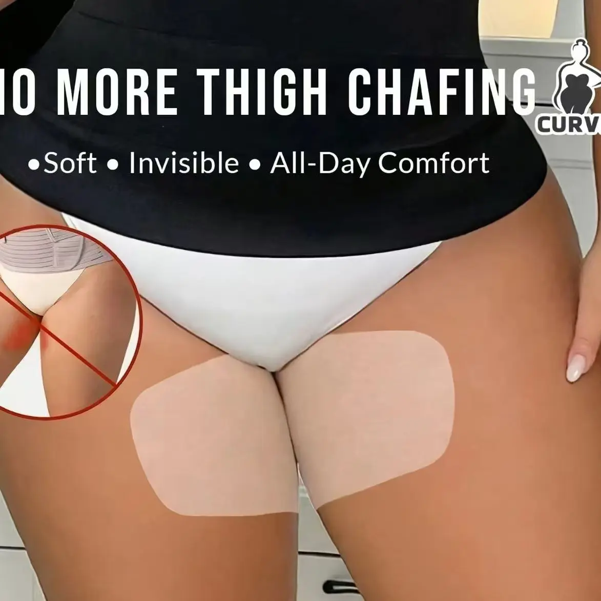 Disposable Non-Woven Thigh Chafing Friction Pad, Soft Breathable, Invisible Sweat Barrier Protection, Unisex, Daily, Ideal for Summer, Outdoor, Travel, Running, Hiking, Fitness
