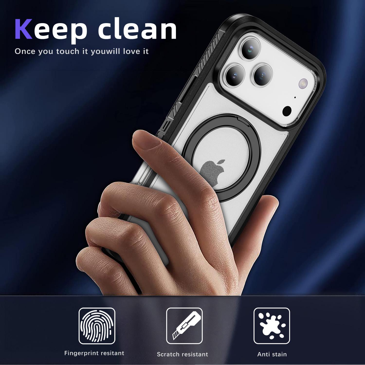 Compatible with iPhone 17 Pro Max Phone Case Supports Wireless Charging Viewing Stand Encapsulated Buttons Two-in-One Secure Phone Protective Case Compatible with iPhone 17 Pro