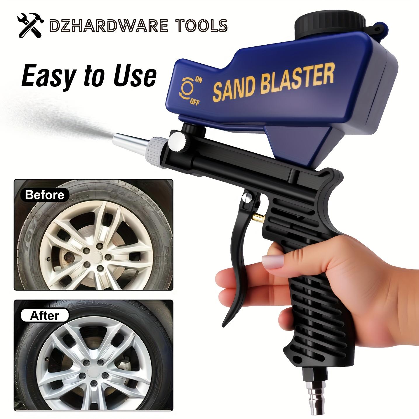 Portable Ergonomic Sandblaster for Paint and Rust Removal, 600cc Capacity, Adjustable Gravity Feed, Compatible with Multiple Abrasives, Sandblasting Tools