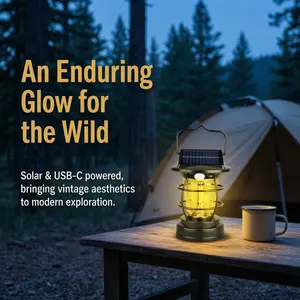 2026 New Solar Camping Light – Waterproof Outdoor/Patio Light, Type-C Rechargeable, Suitable for Home & Camping Use