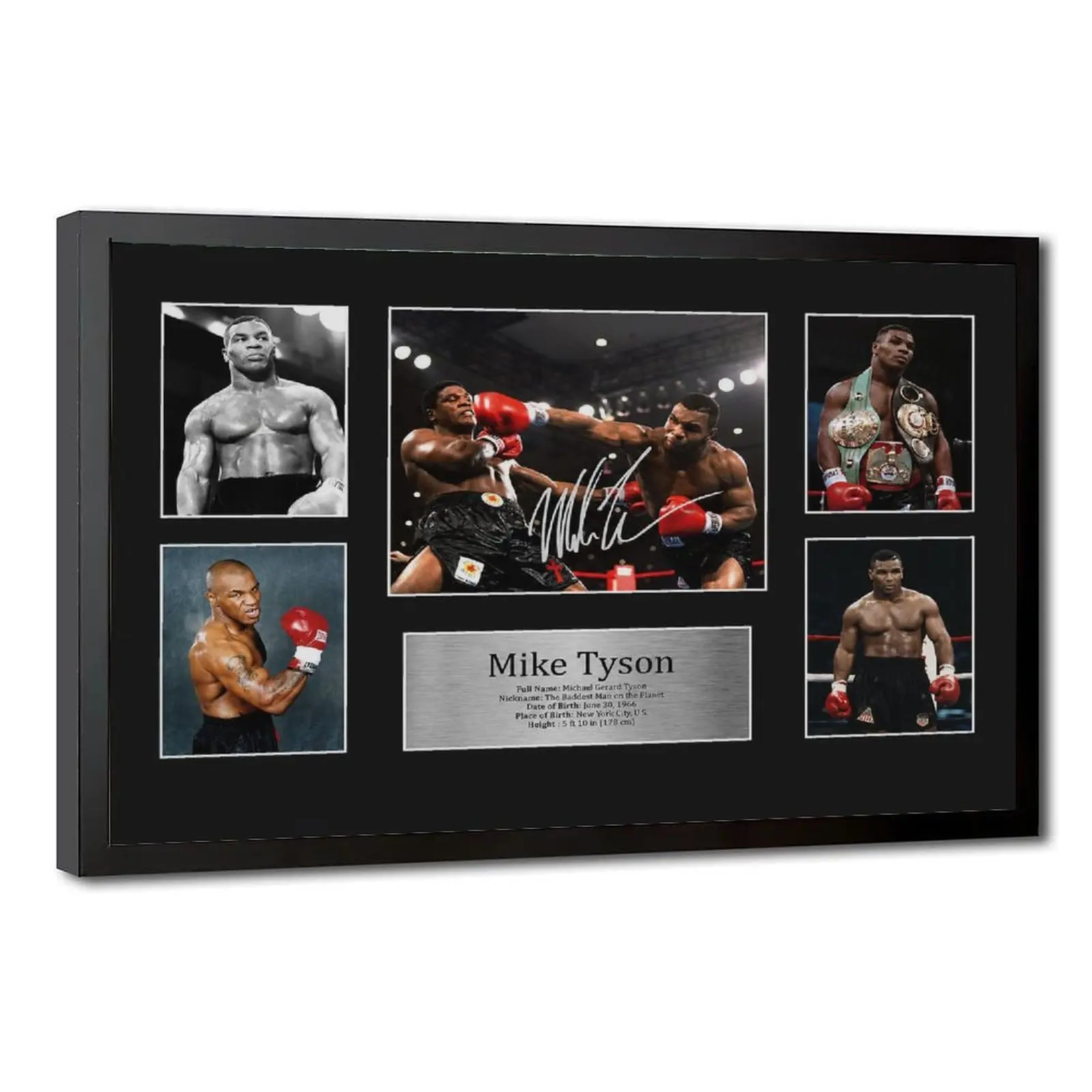 Autographed Mike Tyson Heavyweight Champion Boxing Poster - Fighter Quote Print with A-Black Frame, Acrylic Minimalist Boxing Art Decoration, Hanging Artwork, After-Sales Commitment for Home Gym, Kid Room, Artistic, Heavyweight Theme