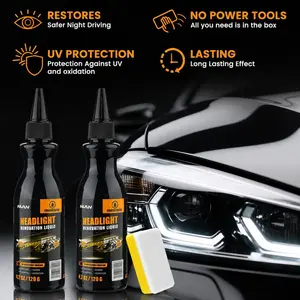 NUAN No-Drill Headlight Restoration Paste, Easy DIY Headlight Cleaner Kit with Polishing Pad for Cloudy Yellow Car Headlights
