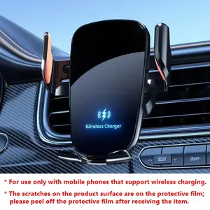 Compatible only with wireless-charging-enabled phones. Car Wireless Charging Phone Mount: Fast Charging, Manual Clamping, Equipped with USB Port. (Note: Any visible scratches are on the protective film; please remove the film after receiving the product.)