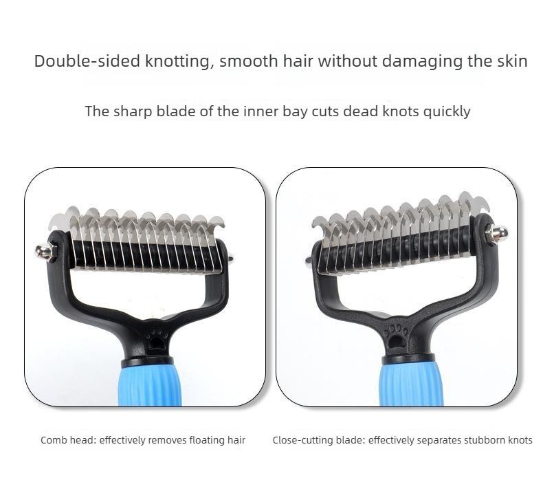 Pet Grooming Tool, Universal Detangling Comb for Dogs, Stainless Steel Double-Sided Design, Effective Shedding Removal & Matted Hair Tamer, Practical Daily Dog Coat Maintenance Supplies.