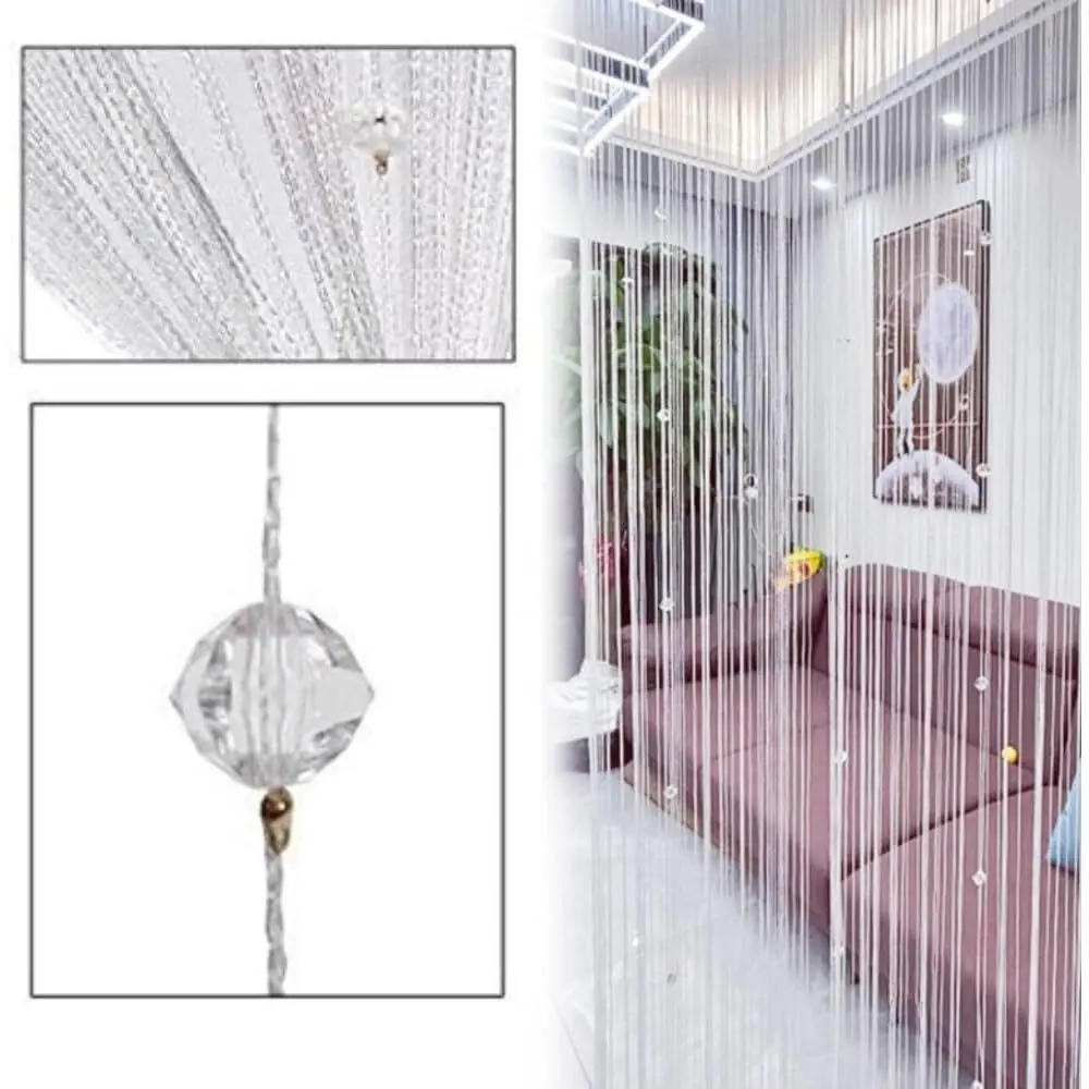 Decorative Door String Curtain Beads Wall Panel Fringe Window Divider Blind for Wedding Coffee House Restaurant   Tassel Screen  Decoration(White)